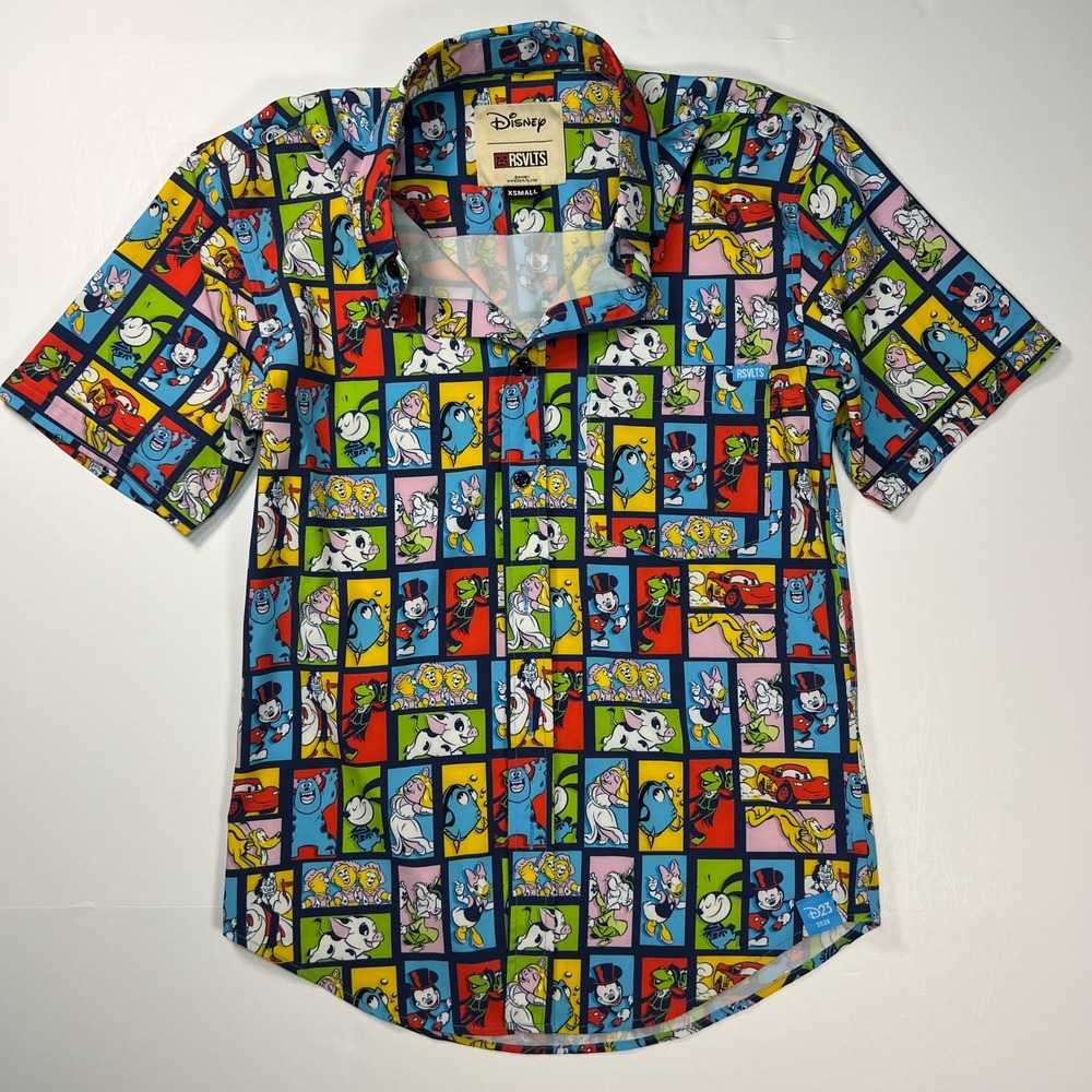 RSVLTS Disney D23 2024 Button Down Shirt Mens XS Multicolor KUNUFLEX Character